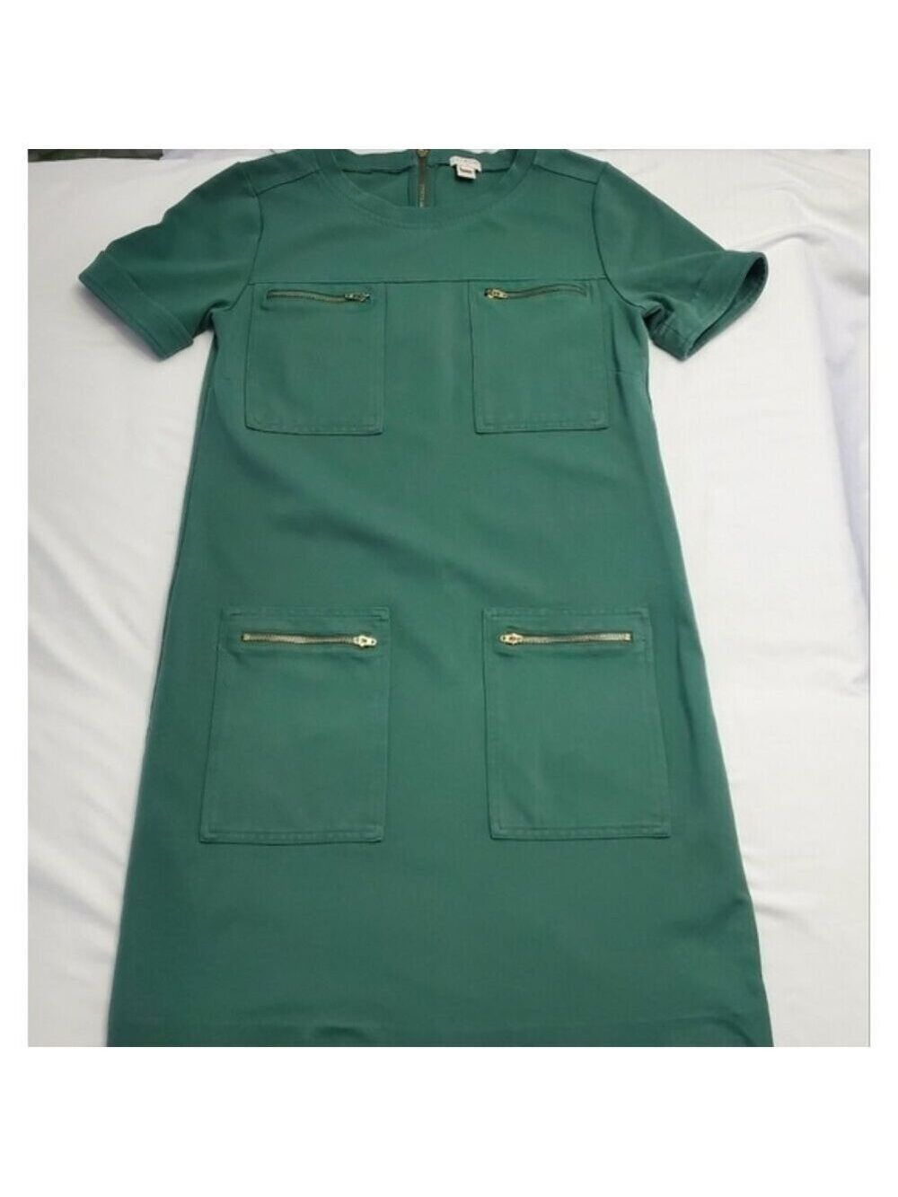 J.Crew Green Zip Pocket Shift Dress | Workwear Office Minimalist | Size 6